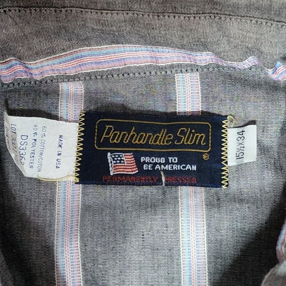 Vintage Panhandle Slim Rockabilly Western Gray Button-Down Shirt 15 1/2 X 34 - Picture 4 of 4